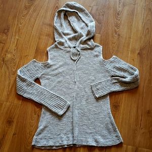 Grey Sweater with Shoulder Cut-outs